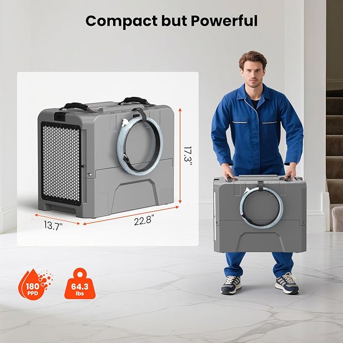 Abestorm LGR85 Commercial Dehumidifiers with Pump, 180 PPD Industrial Dehumidifier for Basement, Crawl Space, Warehouse, Auto Defrosting, 5 Years Limited Warranty - Image 6