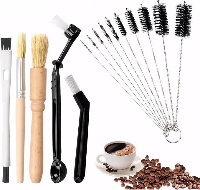 Coffee Machine Cleaning Brush - 15 PCS Straw Brush,Long Handle Bottle Brush, Flexible Scrub Brush for Water Bottles, Glasswares, Mugs,Coffee Pots, Cups,Water Bottles,Bent Pipe by ForeverBene