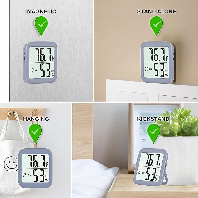 Antonki 2 Pack Room Thermometer for Home, Hygrometer Indoor Humidity Meter Gauge, Digital Temperature and Humidity Sensor Monitor for House, Terrarium, Incubator, Greenhouse - Battery Included - Image 4