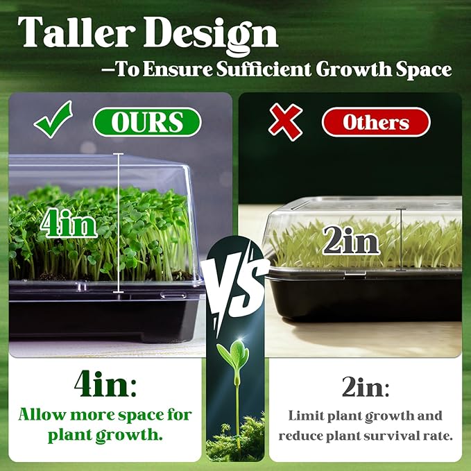 15 Pcs 4'' Tall Sturdy Humidity Domes,Taller and Thicker 1020 Humidity Domes for Plants Seed Starting,Clear 1020 Seed Starting Tray Lids with Adjustable Vent,Greenhouse Plant Growing Tray Cover Dome - Image 4