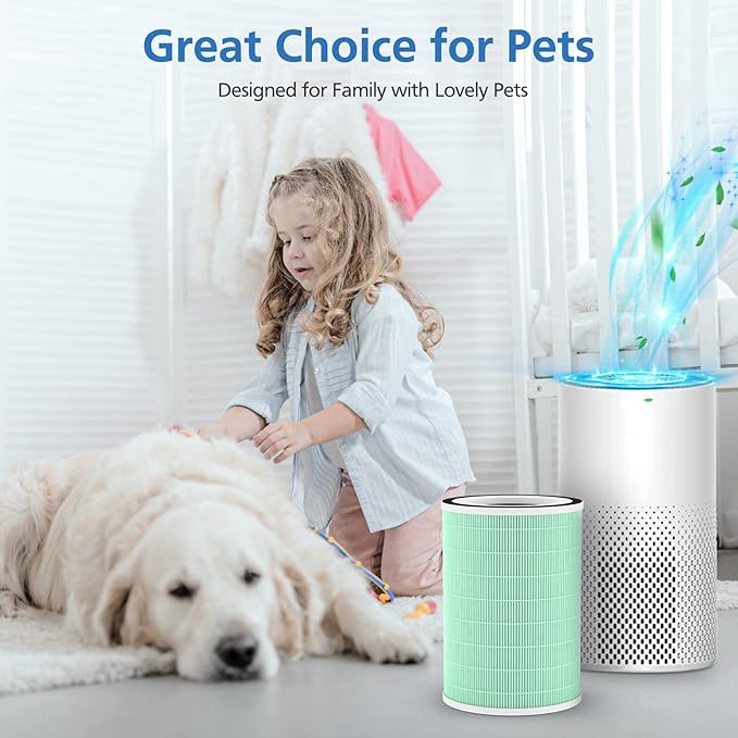 2 Pack True HEPA Filter, 4 in 1 Pet Replacement Filter, 360 4-Stage Filtration, Compatible With Afloia KILO, KILOPLUS, KILOPRO, MIRO, MIRO PRO, MORENTO MR-Kilo, Kalo Air Purifier, Green - Image 5