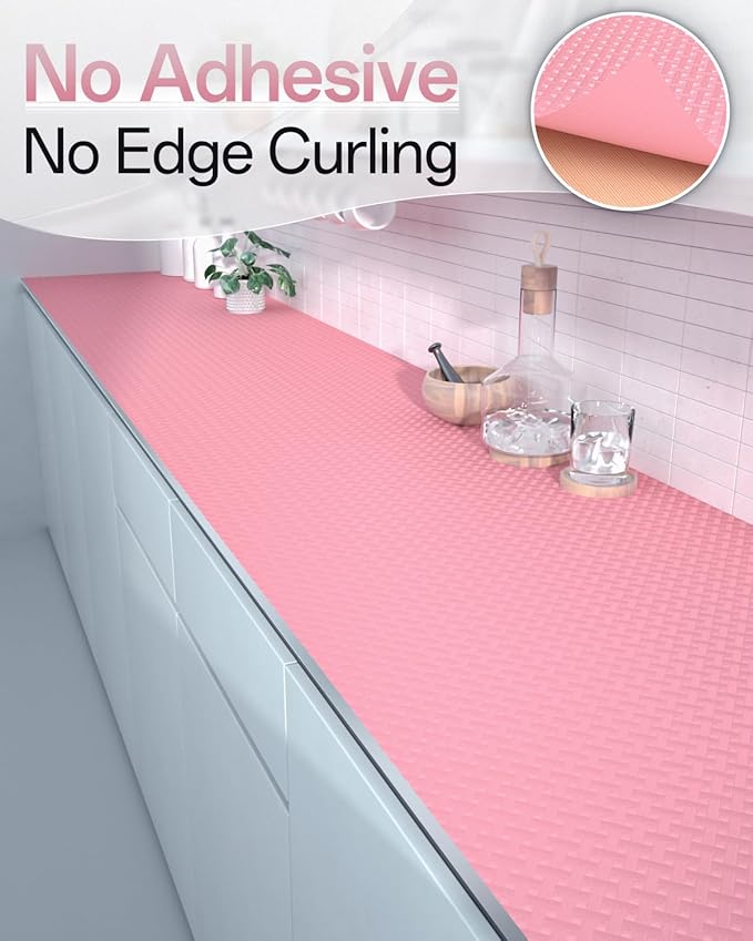 Shelf and Drawer Liner for Kitchen Cabinet, Non-Adhesive 18in x 240in Waterproof Contact Paper Refrigerator Liners Thickened Durable EVA Material Non Slip Mat for Dresser Cupboard Pantry Protector - Image 4