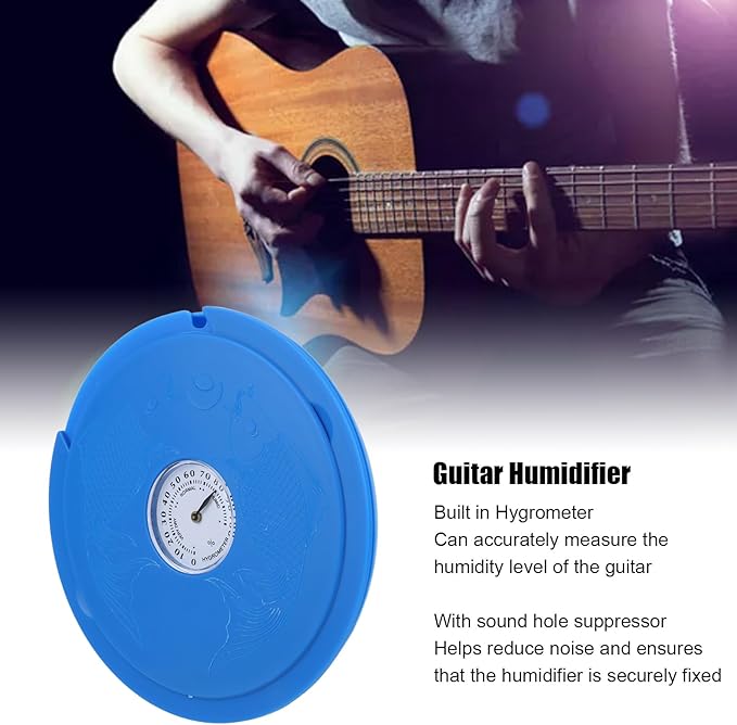 Guitar Humidifier Anti Drying, Acoustic Guitar Sound Hole Humidifier with Hygrometer, Precise Humidity Measurement Tool for Wood Protection, Portable Guitar Care Accessory (Blue) - Image 9