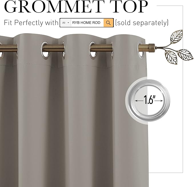 RYB HOME Extra Wide Curtains for Divider for Room Separation Soundproof Temporary Door Curtains for Bedroom Closet Office Home Theatre Garage Living Room Privacy Drop Cloth, W 20 x T 7 ft, Sand - Image 2