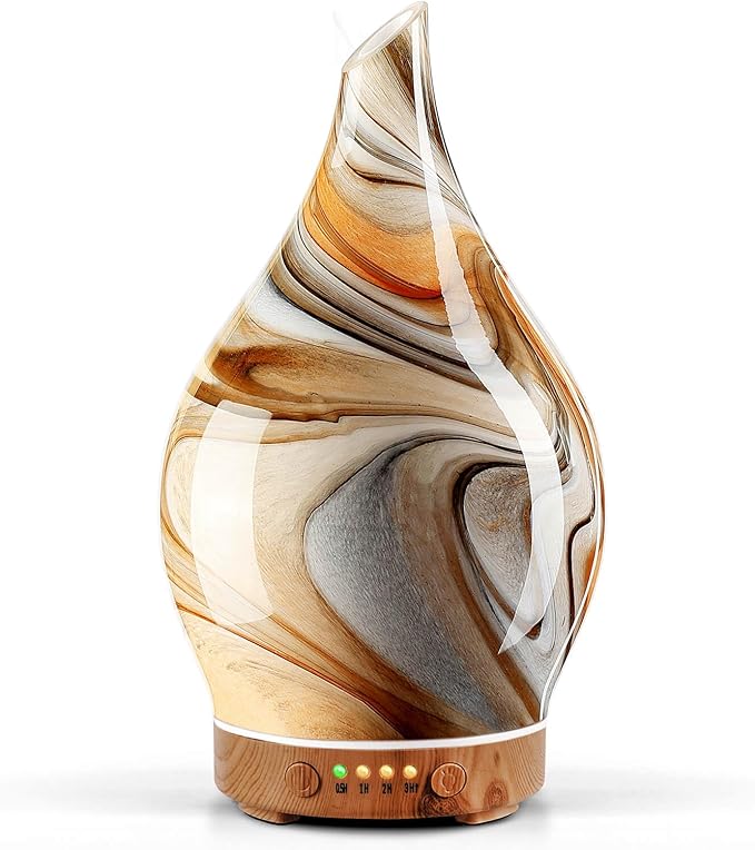 Porseme 150ml Glass Essential Oil Diffuser Aromatherapy Ultrasonic Cool Mist Humidifier 6 Running Hours Waterless Auto-Off Air Diffusers for Sleeping,Yoga,Office Working Spa and Rest (Deep Desert) by Porseme