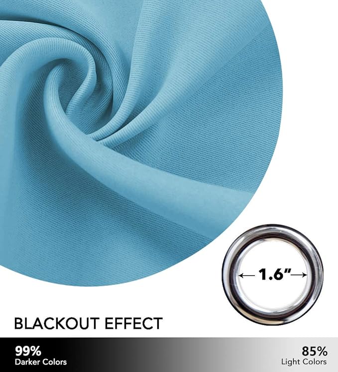 NICETOWN Kitchen Blackout Window Curtain Panel Home Fashion Thermal Insulated Solid Grommet Room Darkening Drape for Apartment (Teal Blue, 1 Panel, 42 by 63 inches Long) - Image 5
