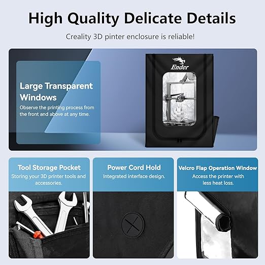 Creality Official 3D Printer Enclosure with Fan Interface, 550 * 650 * 750mm Fireproof Dustproof Constant Temperature Protective Cover for Creality Hi/Ender 3 V3/3 V3 SE/3 V3 KE/Ender 3 S1/3 S1 Pro - Image 5