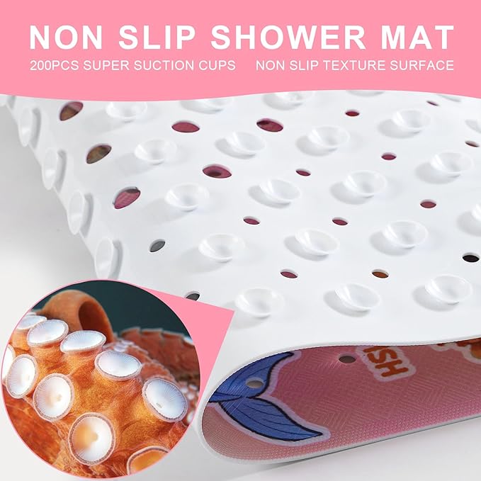 XIYUNTE Baby Bath Mat for Tub Non Slip Kids Bath Mat - 40"x16" Extra Long Bathtub Mat Non Slip Kids, Eco-Friendly Toddler Bath Mats with Suction Cups for Secure Grip, Easy to Clean & Easy Drying - Image 3