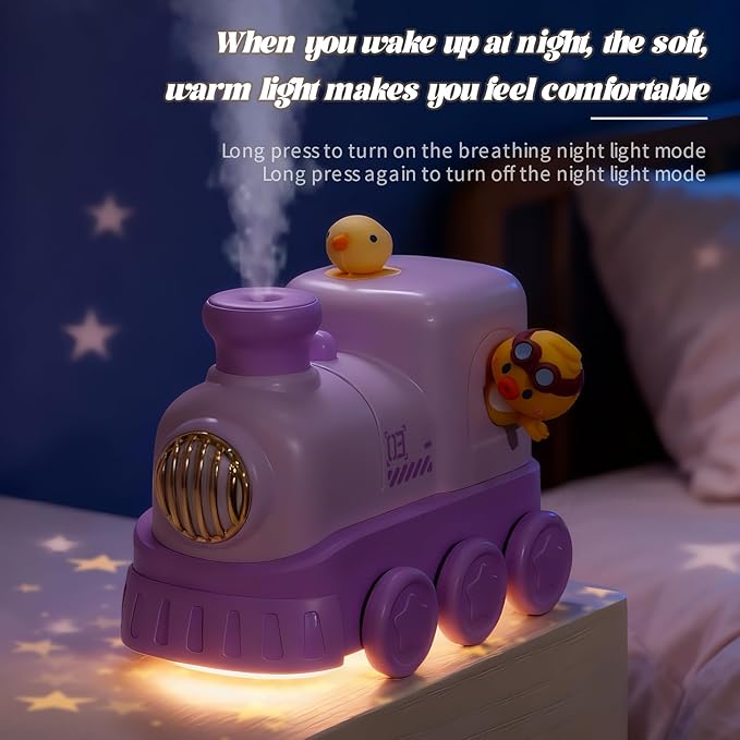 Portable Mini Humidifier,300ml USB Desktop Personal Cool Mist Small Humidifiers,2 Mist Modes,Auto Shut-Off,Mute for Bedroom/Home/Nursery/Office,Cute Mini Humidifier With Night Light (Purple) - Image 5