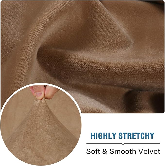 H.VERSAILTEX Velvet Stretch Couch Cushion Cover Plush Cushion Slipcover for Chair Loveseat Sofa Cushion Furniture Protector Seat Cushion Sofa Cover (3 Piece Sofa Cushion Covers, Camel) - Image 5