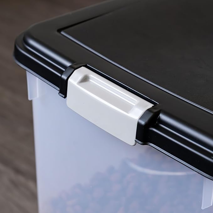 IRIS USA Airtight Dog Food Storage Container, Up to 54 lbs, Attachable Wheels, For Dog Cat Bird and Other Pet Food Storage Bin, Keep Fresh, Translucent Body, Easy Mobility, 2 Pack, Black - Image 5