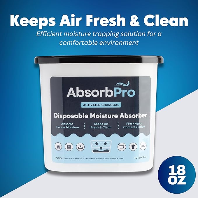 Moisture Absorber Tub with Activated Charcoal - 3-Pack - 18 oz Disposable Odor Eliminator Box & Dehumidifier for Garage, Home, Kitchen, Bedroom, Bathroom, Closet, Cars, and Boats - Image 2