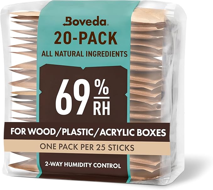Boveda 69% Two-Way Humidity Control Packs For Plastic & Wood Humidifier Boxes & Zip Lock Bags – Size 60 – 20 Pack – Moisture Absorbers – Humidifier Packs – Hydration Packets in Resealable Bag by Boveda