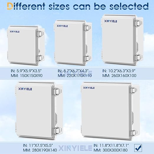 Waterproof Outdoor Project ABS Plastic Junction Box IP67 Weatherproof Dustproof Enclosure with Hinged Cover, Mounting Plate,Wall Brackets for Power Project (11.8"x11.8"x7.1") - Image 4