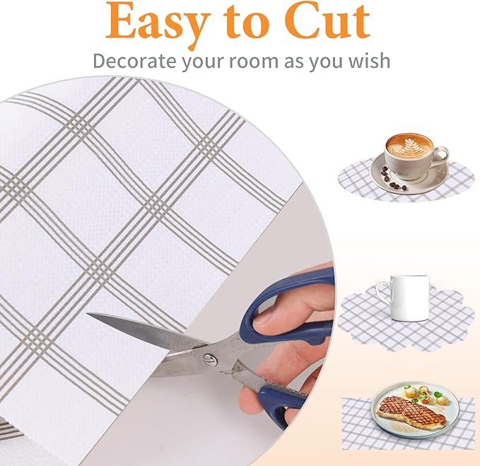 Shelf Liner for Kitchen Cabinets Non Adhesive Drawer Liner Non-Slip Thickened Shelf Liner Paper Strong Easy to Clean for Tool Box Refrigerator with Knife and Tape Measure, White Square, 11.8 x 118 in - Image 6