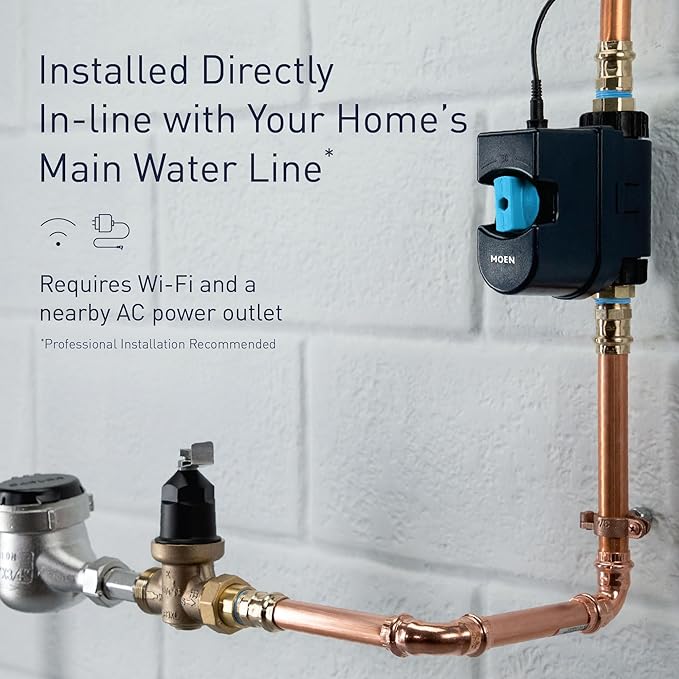 Moen Flo Smart Water Monitor and Automatic Shutoff Sensor, Wi-Fi Connected Water Leak Detector for 1-1/4-Inch Diameter Pipe, 900-002 - Image 8