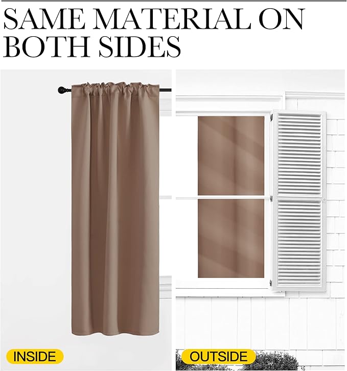 NICETOWN Blackout Curtains and Drapes for Kitchen - (Cappuccino Color) 42 inches Wide by 40 inches Long, 2 Panels Set, Thermal Insulated Blackout Window Drapes - Image 6