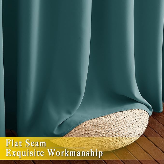 NICETOWN Blackout Room Darkening Window Curtain - Thermal Insulated Solid Grommet Blackout Patio Door Curtain/Drape for Living Room (Sea Teal, 1 Panel, 80 by 95-inch) - Image 7