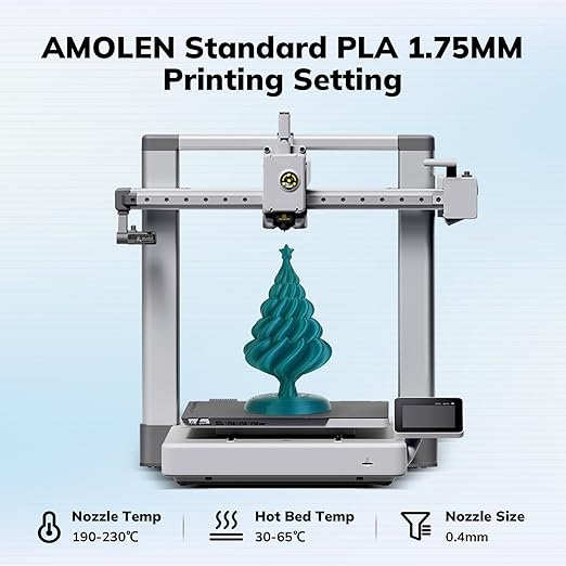 AMOLEN PLA 3D Printing Filament Bundle 1.75mm, Black White Red Green 250g X 4 Spools Pack 3D Printier Filament, 1KG/2.2 lb in Total, Compatible with Most FDM Printer and 3D Pen - Image 3