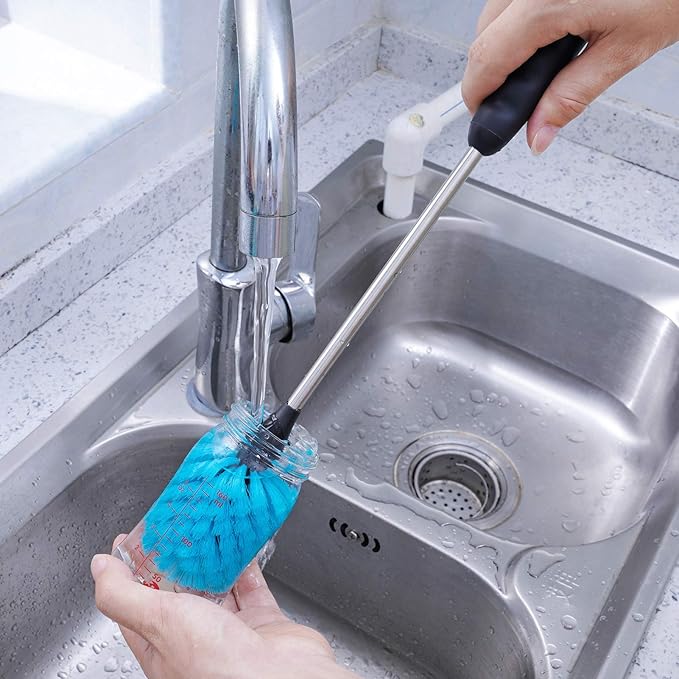 Stainless Steel Water Bottle Brush, Long Handle Scrubbing Brush, Built for Cleaning Sports Bottles, Baby Bottles, Cups, Coffee Mugs, Glasswares, Wine Decanters, Flask, 2 Pack, 13 in - 15 in - Image 9