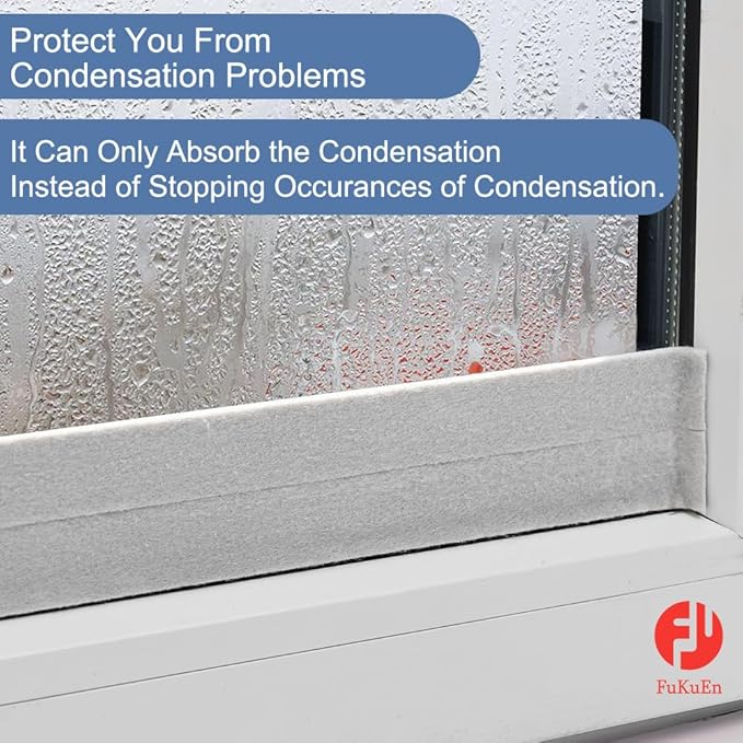Condensate Water Absorption Tape for Window - Condensation Moisture Absorber Strip Grey Water Barrier Condensation Absorber for Home 1.18inch*157inch - Image 5