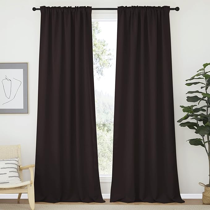NICETOWN Window Curtains Blackout Panels - (Toffee Brown Color) 52 inches x 108 Inch, 2 Panels, Blackout Drapes for Sliding Glass Door - Image 2