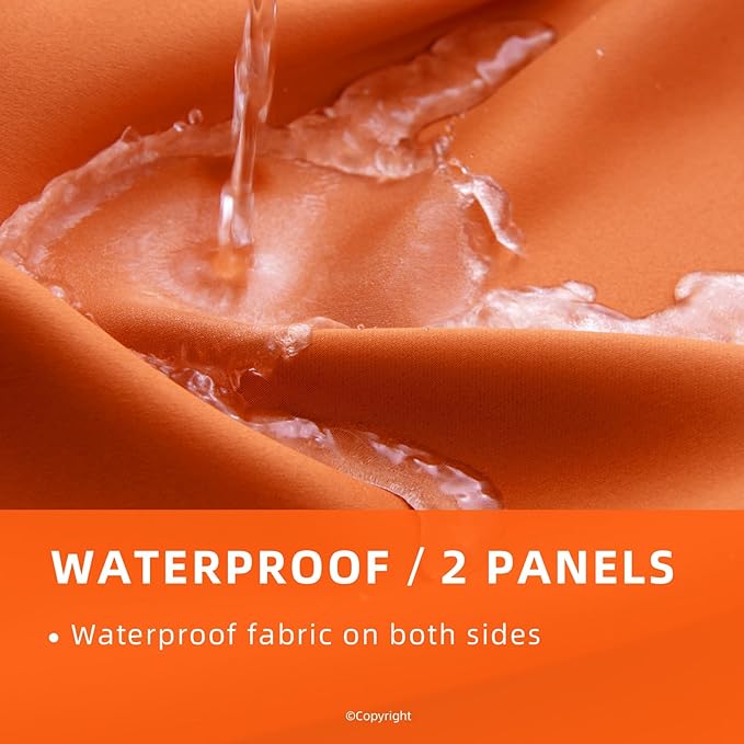 Waterproof Outdoor Curtain W52 x L84 - Grommet Top Sunlight Blocking Window Treatment Drapes Blackout Curtains for Home Bedroom Living Room Outdoor Patio Porch Pergola (Orange, 2 Panels) - Image 2