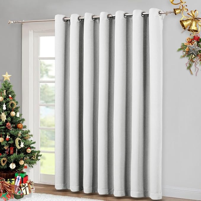 NICETOWN Ceiling Curtains, Room Divider Curtain Screen Partition, Vertical Blind for Sling Door, Blackout Window Curtain, Privacy Blind for Patio (Greyish White, Single Panel, 12.5ft Wide x 9ft Long) - Image 7