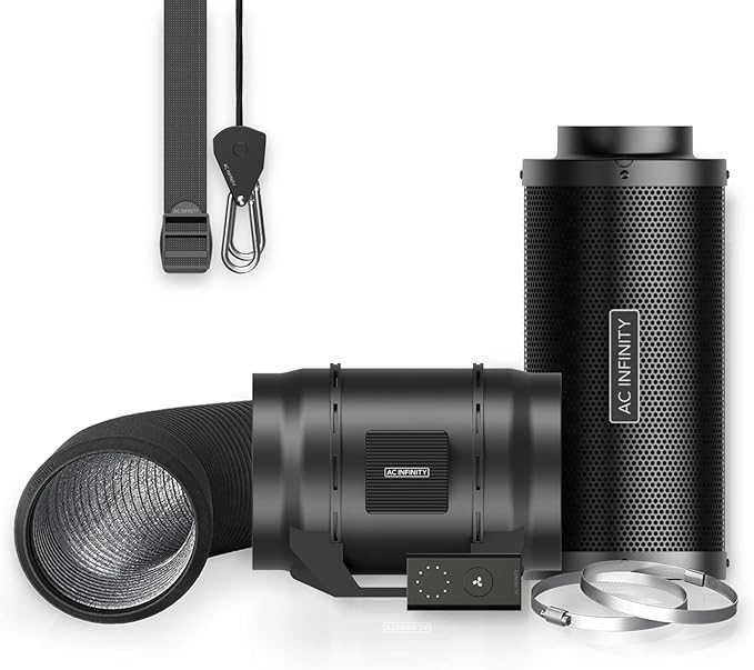 AC Infinity Air Filtration Kit 8”, CLOUDLINE LITE Inline Fan and Carbon Filter Combo, Cooling and Ventilation System for Grow Tents, Hydroponics, Indoor Gardening by ACInfinity