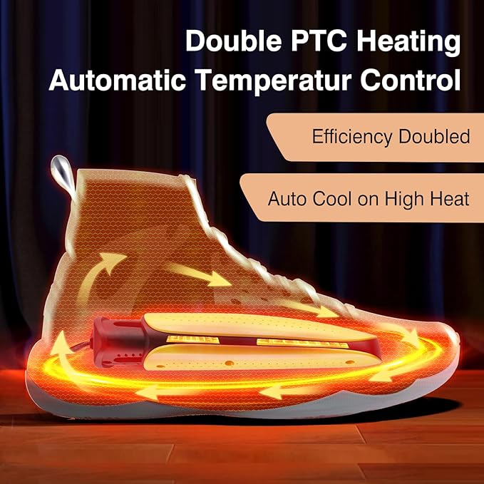 Portable Ski Boot Shoe Dryer, Footwear Dryers Machine with Auto Temperature Control for Rainy Seasons Winter Travel, Extendable Boot Warmer Fireproof Drying for Shoes, Gloves (with timer buttons) - Image 3