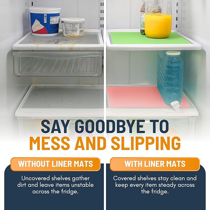 Refrigerator Liners for Shelves (8 Pack) by Linda’s Essentials - Non-Adhesive Shelf or Drawer Liner, BPA-Free Fridge Mats for Kitchen & Cabinets, Easy to Clean, Ideal Household Essentials(Multi Color) - Image 5