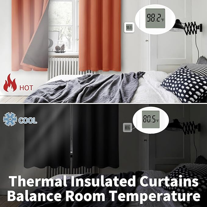 BGment Thermal Insulated 100% Blackout Curtains 90 Inch Length 2 Panels, Total Light Blocking Curtains for Bedroom, Grommet Window Drapes with Thick Black Liner, 52 Inch Wide Each Panel, Terracotta - Image 4