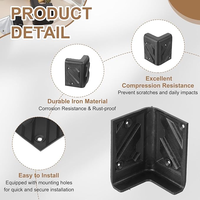 uxcell 8 Pcs 1.69" x 1.69" Speaker Corner Protectors, Plastic Right Angle Protector Thickening Speaker for Cabinet Guitar Amplifier Stage Speakers, Black - Image 3