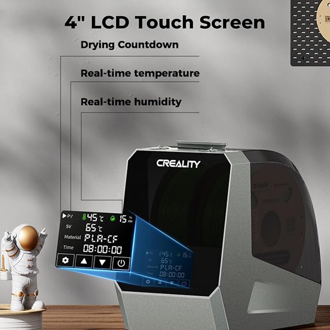Creality Space PI Filament Dryer Plus, 2 Spools 3D Printing Filament Storage with Built-in Fan, 4” Touch Screen, 360℃ PTC Heating, Upgrade Dehydrator Storage Box for 1.75/2.85mm PLA/PETG/ABS/Nylon - Image 7