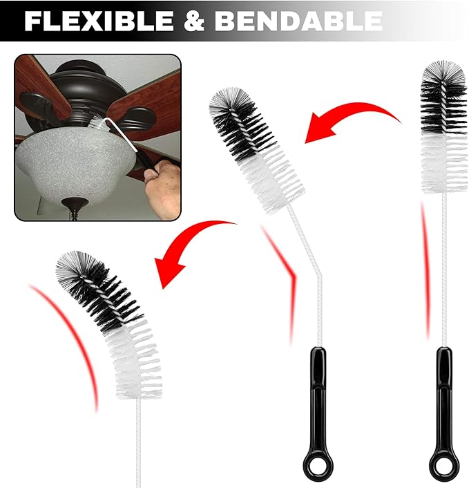 4 Pack Bottle Cleaning Brush Set with Built-in Tweezer – Flexible Long Handle Brushes (15.75"/14.17"/10.24") + 3.94" Hard Bristle Gap Brush for Narrow Bottles, Cups, Tubes, and Lids - Image 4