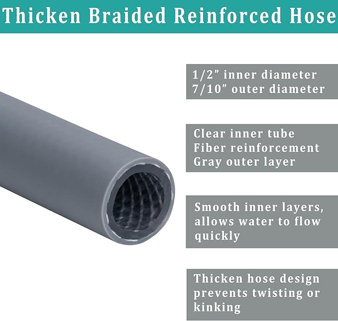16FT Dehumidifier Drain Hose with 3/4” FHT Brass Rustproof Connector, Versatile Drain Hose Perfectly Compatible with most Dehumidifiers and 3/4” external thread outlet, No Leak (Grey, 16FT) - Image 3