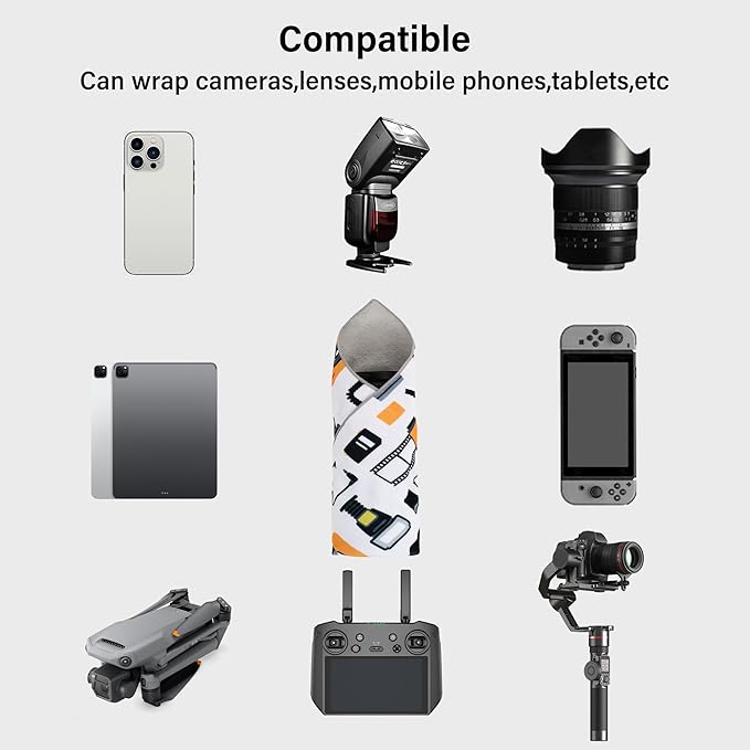 3pcs Pack Camera wrap, Protective Wrap, Magic Self-Adhesive Cloth, Anti-scratch Lens Camera Wrap, Folding, Washable, Lens pouches, Soft cloth with a sticky for camera - Image 6