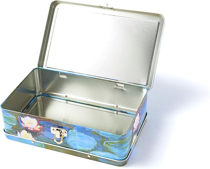 DAHO Metal Storage Box with Hinge for Office, School, Home, Makeup, Arts & Crafts and Accessories (Water Lilies) - Image 4