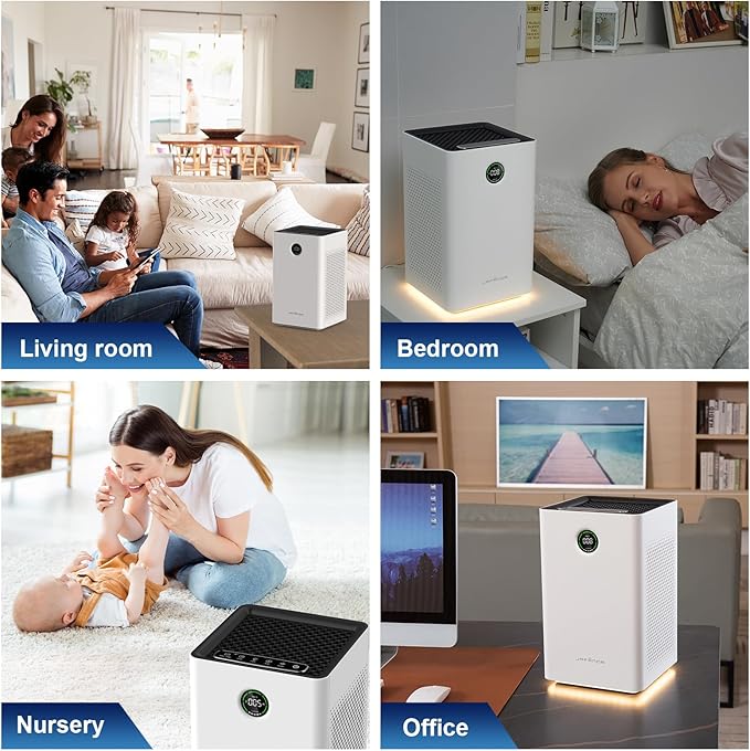 Jafända Air Purifiers for Home Large Room Up To 1190ft², True HEPA 13 Filter, Activated Carbon Remove 99.97% Dust Smoke Odor Pollen Pets Hair Dander Allergies, Quiet Sleep Mode 23dB, Night Light - Image 8