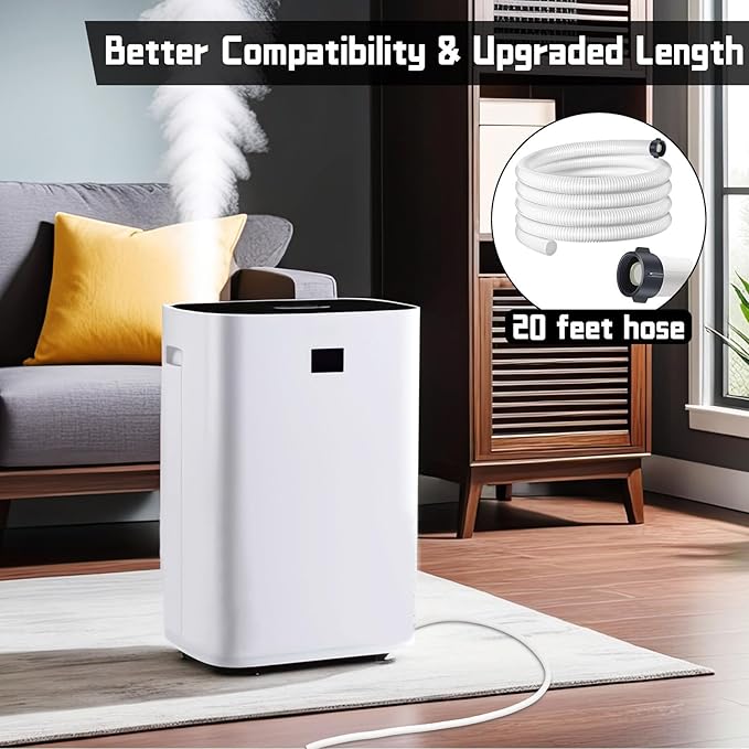 Dehumidifier Drain Hose 3/4 Inches FHT Connection with Rust-Resistant PE Connectors Cuttable Drainage Pipe Replacement Hose for Most Brand of Dehumidifiers, 20 Feet White - Image 6