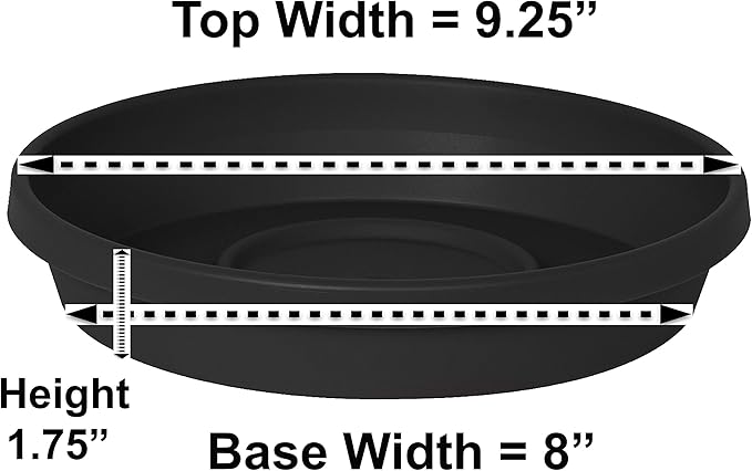 Bloem Terra Resin Saucer Tray: 8" Bottom Width - Black - Matte, Durable, Ribbed Bottom, Indoor and Outdoor, Fits 10" Terra Pots - Image 2