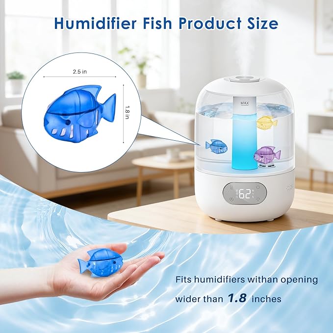 12 Pack Humidifier Cleaning Fish, Humidifier Cleaner for Most Humidifiers + Fish Tanks, Demineralization Cartridge to Purifie Water, Prevent Hard Water Build-Up, Reduce Scale to improve Humidification - Image 4