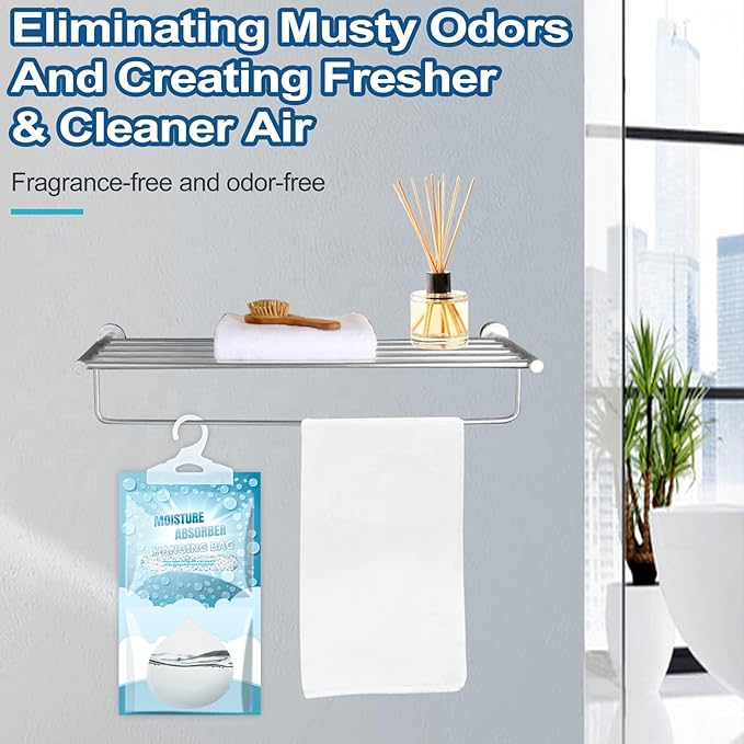 Moisture Absorbers Packets - 20 Pack Hanging Moisture Absorbers Dehumidifier Bags for Closet Bathroom Kitchen, Fragrance Free Humidity Absorber Packs, Removes Moisture & Odors - Image 5