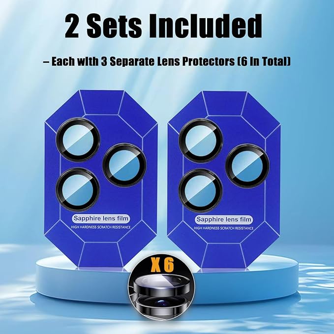 2 Pack Camera Lens Protector for iPhone 17 Pro Max/17 Pro 2025,9H Tempered Glass Scratch Resistant Metal Ring Camera Cover,Case Friendly Camera Screen Protector Accessories,Black - Image 2