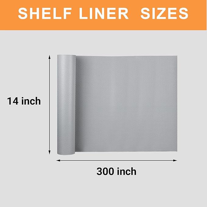 Shelf Liners for Kitchen Cabinets Non-Adhesive: Waterproof Drawer Liner 14 Inch × 300 inch Light Grey - Easy to Cut EVA Cupboard Mat for Pantry Shelves - Image 8