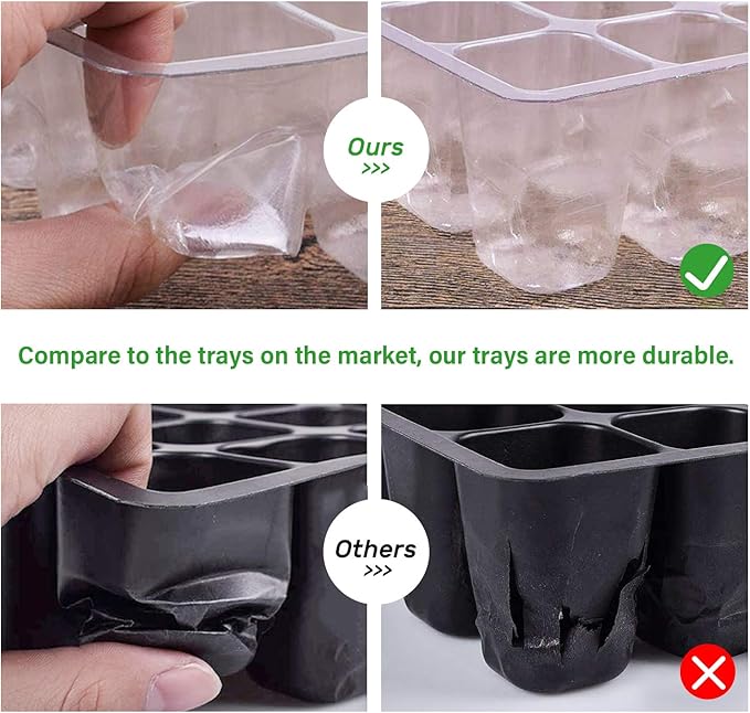 Bonviee 12 Packs Seed Starter Tray with Drainage Holes, Reusable & Durable, Clear for Root Monitoring, Easy to Repotted Without Root Damage, 12 Cells per Tray - Image 5