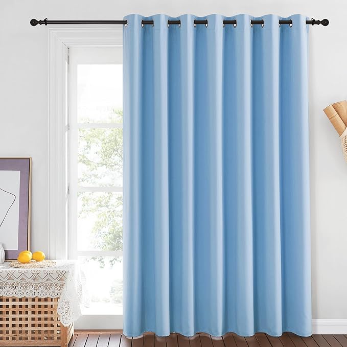 NICETOWN Blue Room Divider Curtains 100 inches Wide Curtains, Grommet Thermal Insulated Blackout Window Treatment Room Darkening for Sliding Glass Door Bedroom, 1 Panel, W100 x L84 by NICETOWN