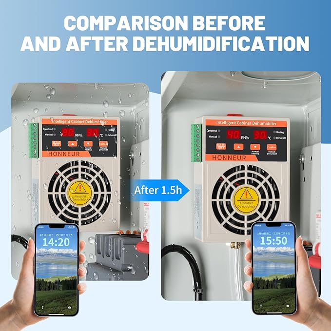 Fully automatic mini dehumidifier and constant humidity device 60W - suitable for distribution cabinets, planting tents, etc. (AC/DC 24~36V) - Image 2
