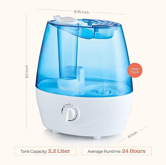 Cool Mist Humidifiers for Bedroom - 2.2L Water Tank, Baby, Office, Quiet Ultrasonic Air Vaporizer, Adjustable Mist Level, 360 Nozzle Rotation, Auto-Shut Off, Large Area Humidifier Easy Fill and Clean - Image 7