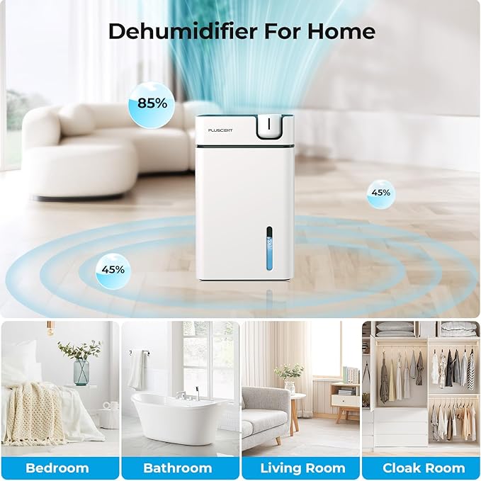 Dehumidifiers for Home, PLUSCENT 1000 Sq.ft Quiet Dehumidifier with Drain Hose for Basement Bedroom Bathroom RV Closet, with 88 OZ Water Tank, Auto Defrost, Auto Shut Off, Sleep Mode, 7 Colors LED - Image 7
